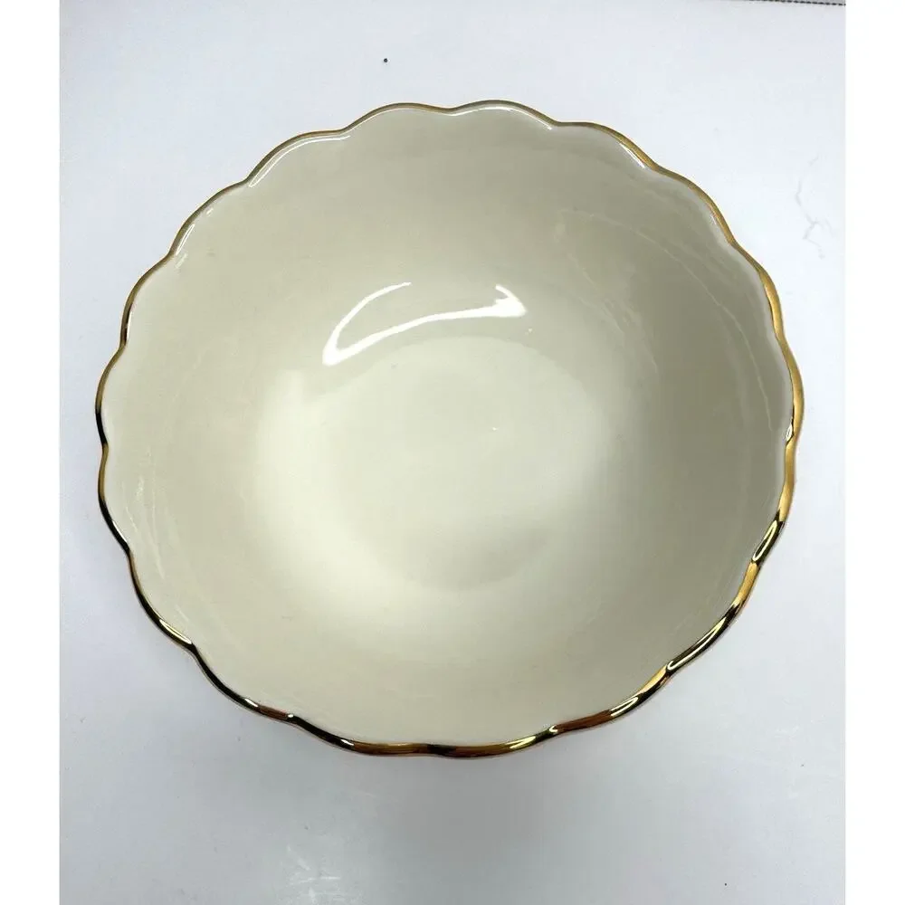 Lenox China Rose Blossom Trinket Candy Condiment Nut Bowl Dish 24 K Gold Trim